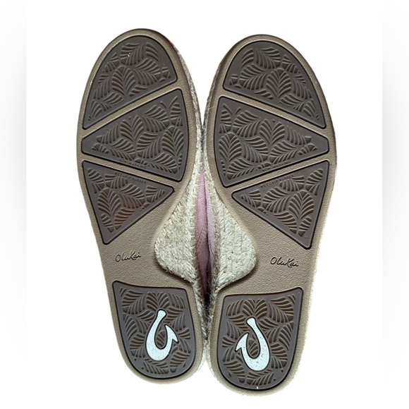 Olukai Pink Rose Sea Salt Kaula Pa’a Kapa Linen Espadrille Drop In Shoe - Picture 10 of 13